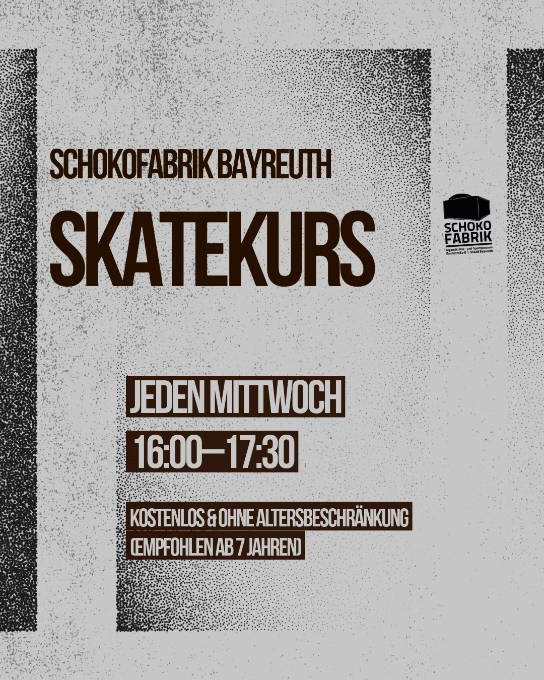 Kostenloser Skatekurs in der Schokofabrik