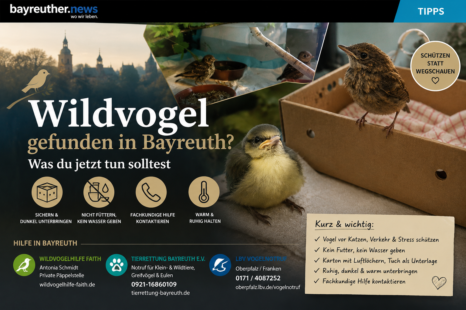 Wildvogel gefunden in Bayreuth: Was du sofort tun solltest