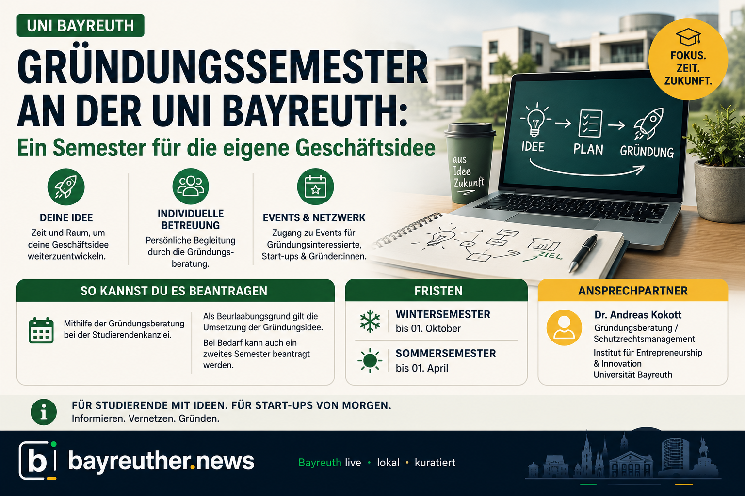Gründungssemester an der Uni Bayreuth: Ein Semester für die eigene Geschäftsidee