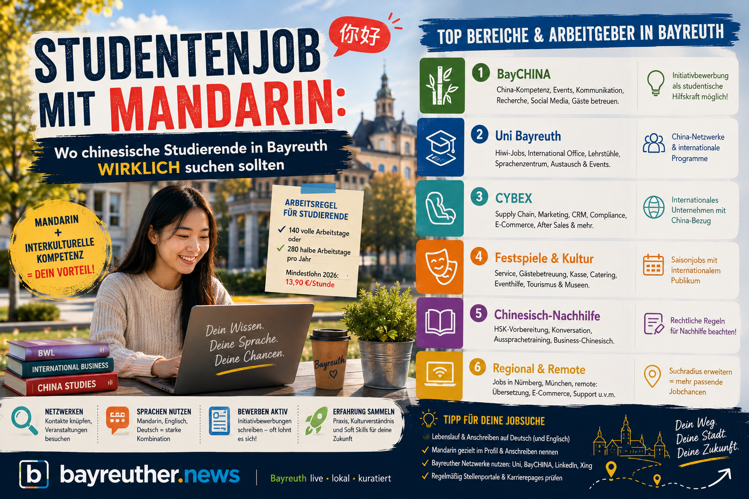 Studentenjob mit Mandarin: Wo chinesische Studierende in Bayreuth wirklich suchen sollten