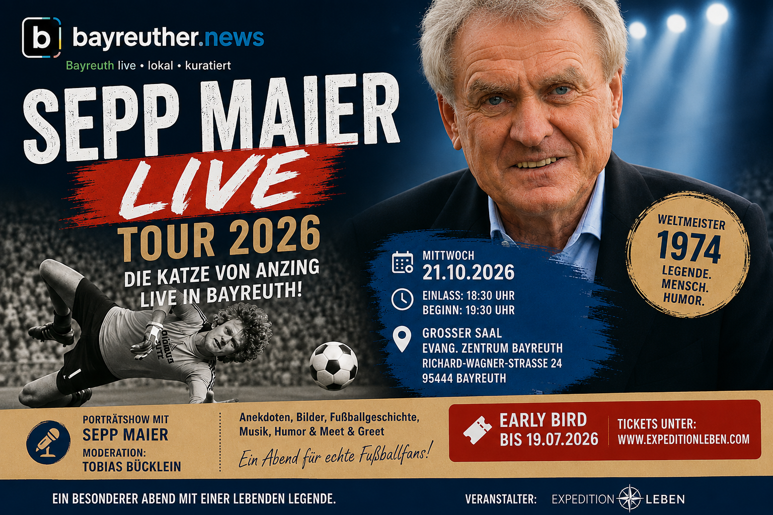 Sepp Maier kommt nach Bayreuth: Porträtshow mit der „Katze von Anzing"